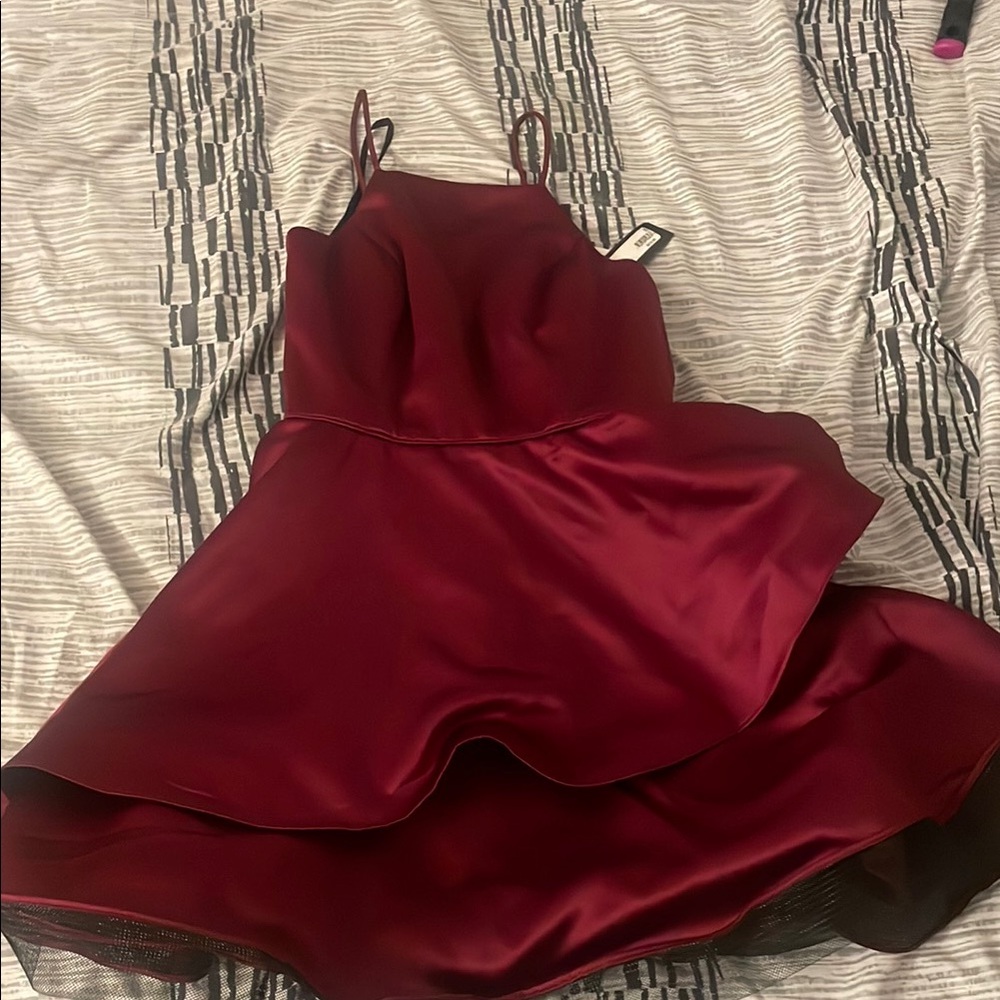 B Darlin Deep Red Satin Dress